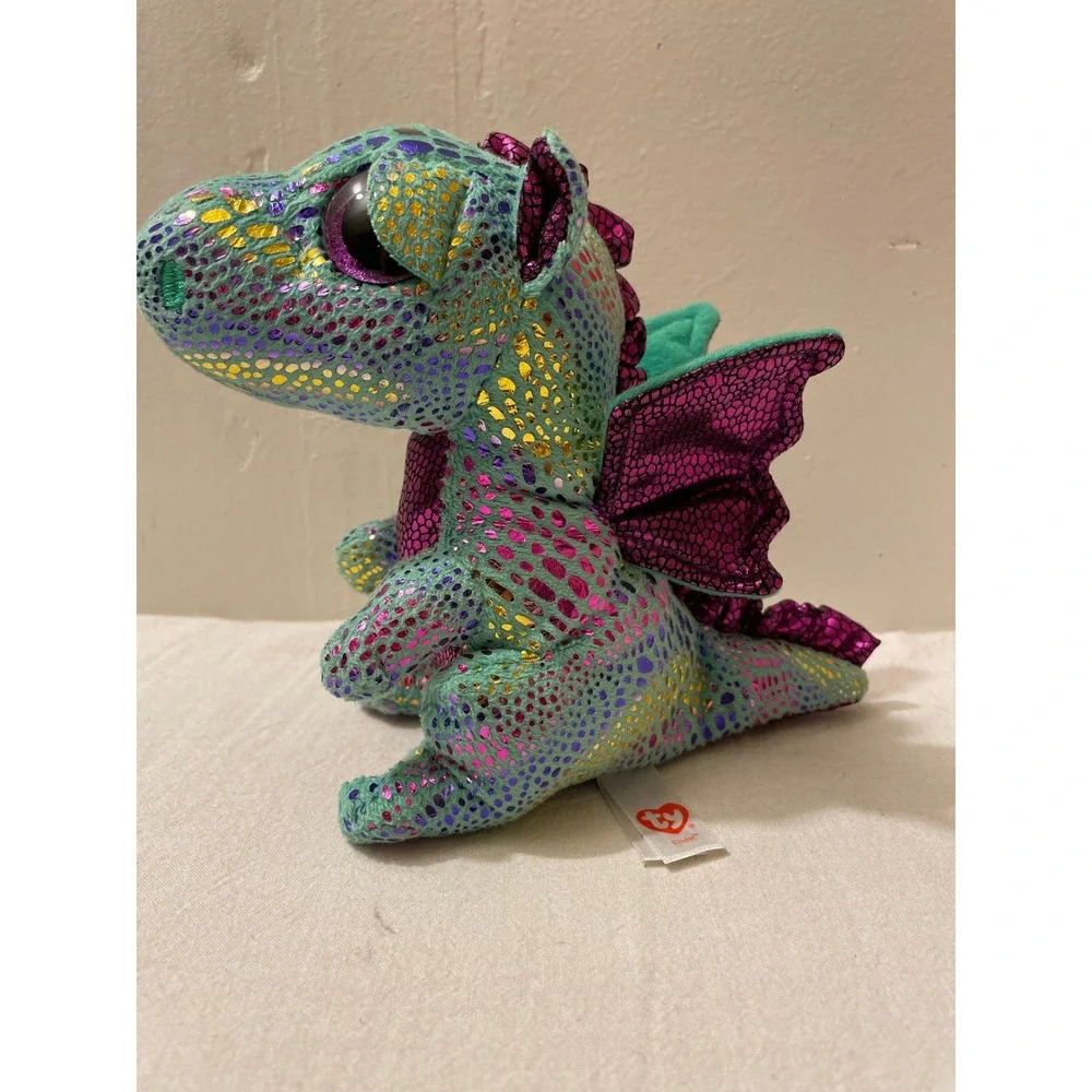 Ty Beanie Boos Cinder Dragon Plush Toy Stuffed Animal Green Purple‎ Sparkle